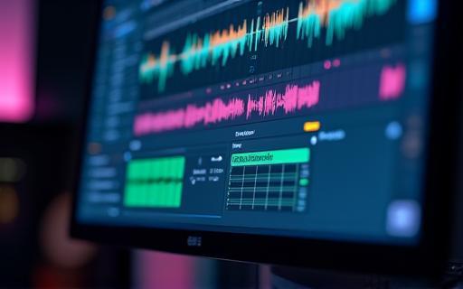 Audio waveform displayed on a computer screen during podcast editing.