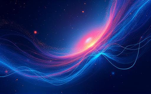 Abstract visual representation of sound waves and design elements.